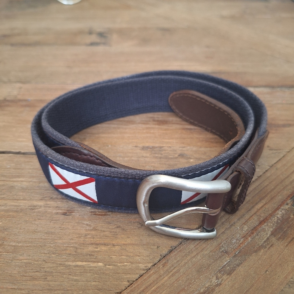 Belted Cow Company St. George's Flags Leather and Fabric Belt - Size 32